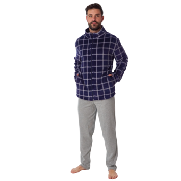 Bata hombre cremallera cuadros DORMEN Marino