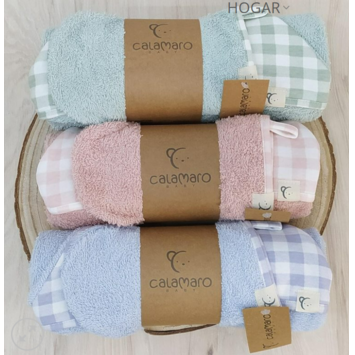 Capa de baño más manopla bebé CALAMARO Celeste