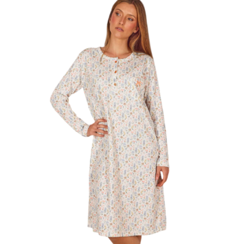 Camisón manga larga flores LENISS Beige