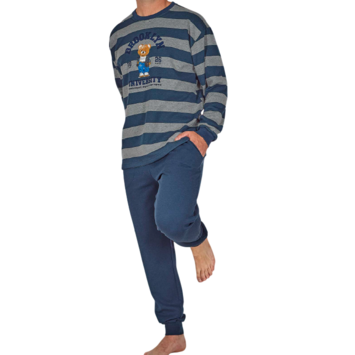 Pijama niño franjas puño DORMEN Verde crudo