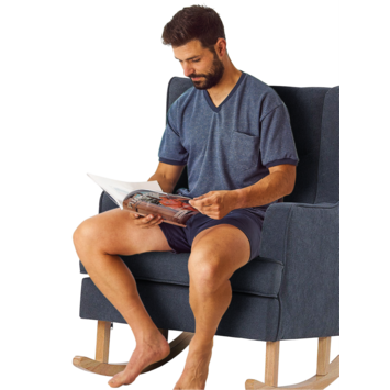 Pijama hombre  corto cuello pico DORMEN Azul