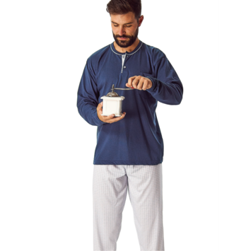 Pijama hombre largo verano DORMEN Azul