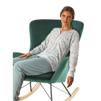 Pijama verano tapeta flores LENISS Verde agua