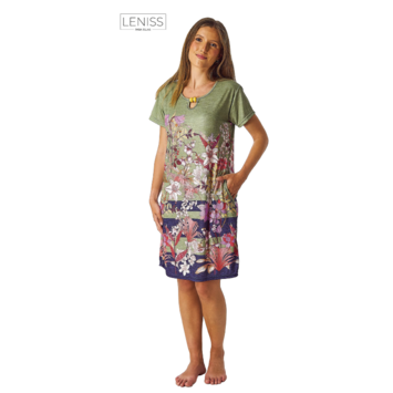 Playera mujer manga corta flores LENISS Verde
