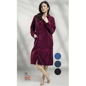 Bata mujer botones lisa coralina LIN Burdeos