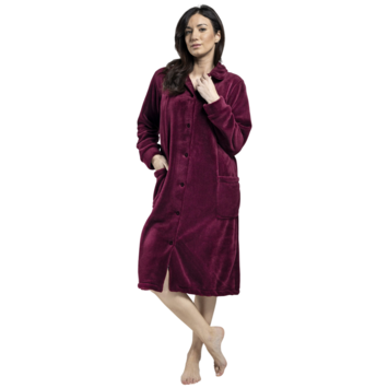Bata mujer botones lisa coralina LIN Burdeos