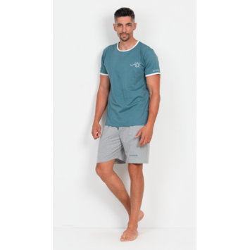 Pijama hombre corto algodón dibujo FIGFORT Verde