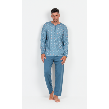 Pijama hombre largo algodón tapeta FIGFORT Azul/Verde