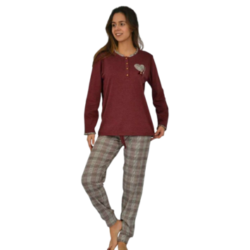 Pijama mujer tapeta corazón SÓNIA Granate