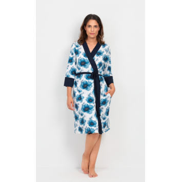 Bata mujer manga larga algodón FIGFORT Marino