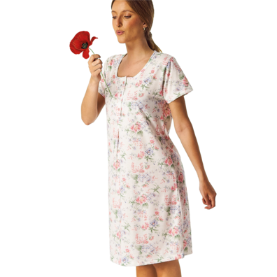  Camisón mujer algodón manga corta LENISS Malva