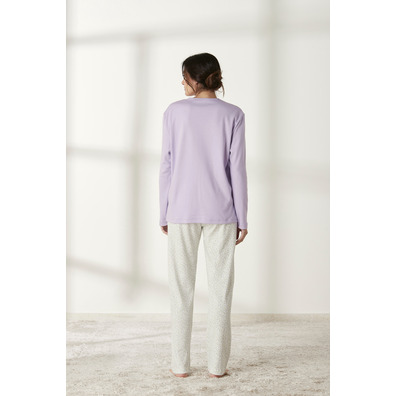 Pijama mujer algodón pico encaje BELTY Malva