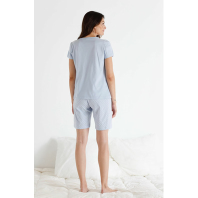 Pijama mujer corto algodón BELTY Verde agua