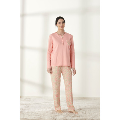 Pijama mujer tapeta con bolsillo BELTY Salmón