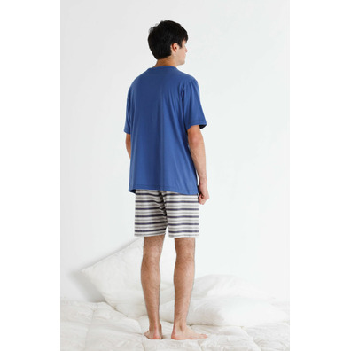 Pijama hombre corto con bolsillo BELTY Azul
