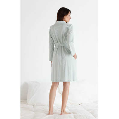 Bata mujer manga larga verano algodón BELTY Verde agua