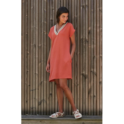 Playera mujer pico lisa BELTY Cobre