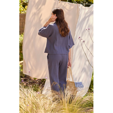 Pantalón mujer algodón verano BELTY Azul