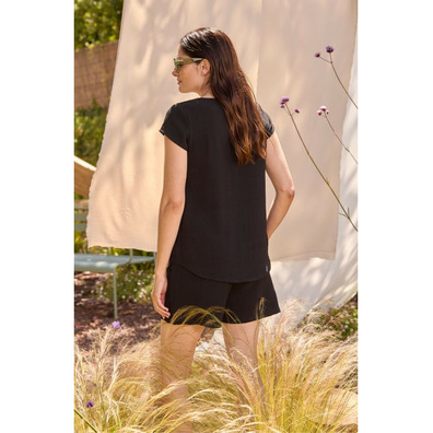 Camiseta mujer manga corta pico BELTY Negro