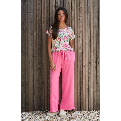 Camiseta mujer manga corta floreada BELTY Rosa