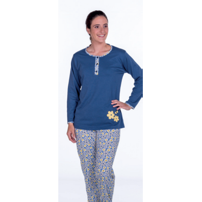 Pijama VERANO mujer puño flores MORANTE Marino