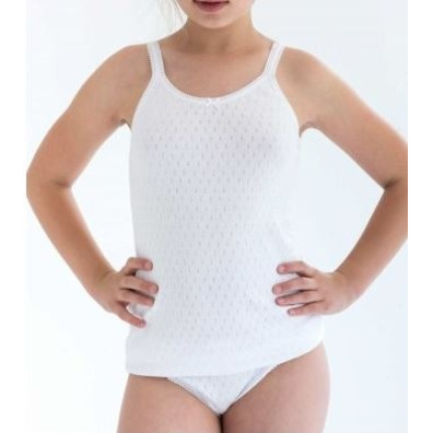 Conjunto niña calado camiseta tirantes y braguita algodón RAPIFE Blanco