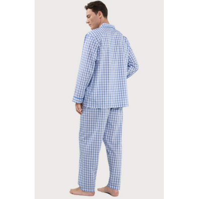 Pijama hombre tela algodón cuadros EL Búho NOCTURNO Azul
