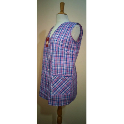 Mandilón mujer corto sisa botones bolsillos. Cuadros GASPAR Alivio