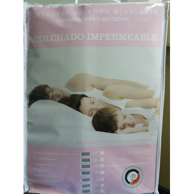 Protector colchón ajustable acolchado impermeable D.N. MODA HOGAR Blanco
