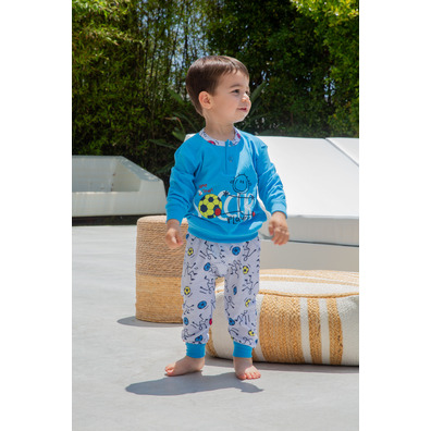 Pijama niño largo algodón verano Mushler Azul