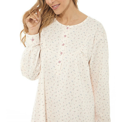 Camisón mujer manga larga estampado FINDEL Celeste