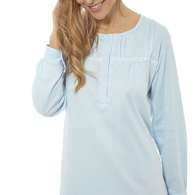 Camisón mujer manga larga liso FINDEL Celeste