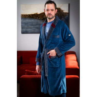 Bata hombre corta cruzar PRIVATA Azul/Gris