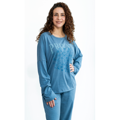 Pijama mujer puño flores PRIVATA Azul
