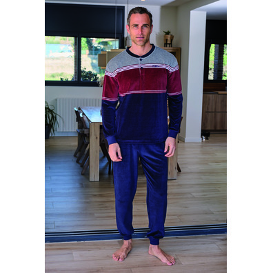 Pijama hombre tapeta puño terciopelo Mushler Marino