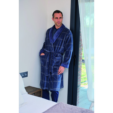 Bata hombre coralina cuadros Mushler Azul/Gris