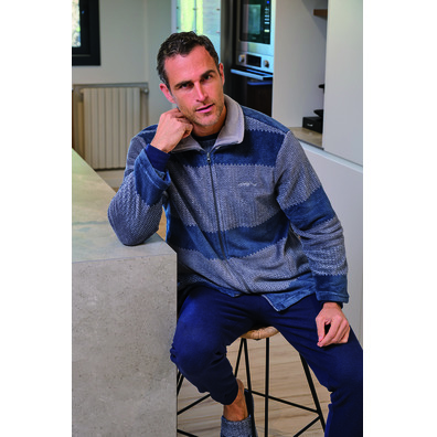 Bata hombre cremallera corta Mushler Azul/Gris