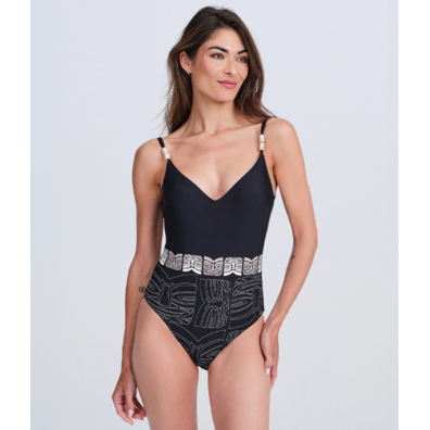Bañador mujer control con relleno pico RASdeMAR Azul/Negro