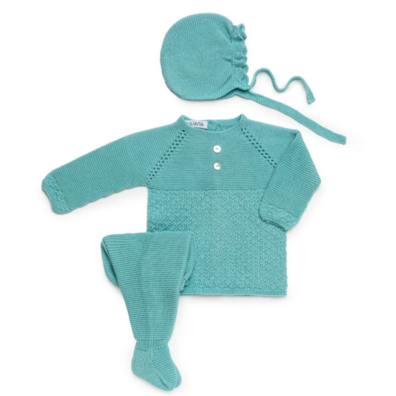 Conjunto bebé tres piezas verano Juliana Verde