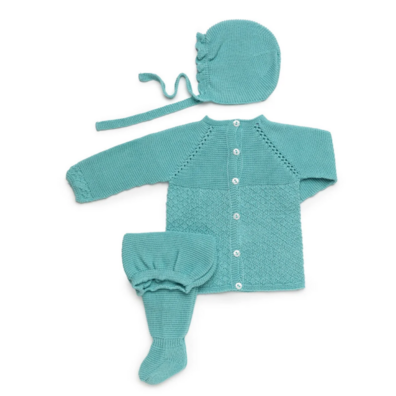 Conjunto bebé tres piezas verano Juliana Verde