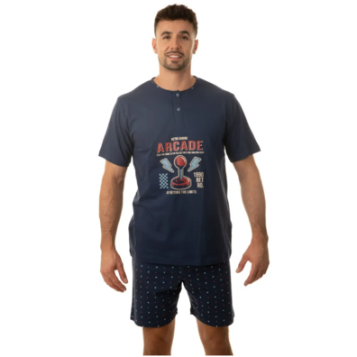 Pijama hombre corto algodón dibujos FINDEL Marino