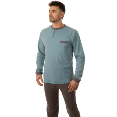 Pijama hombre tapeta puño algodón FINDEL Azul
