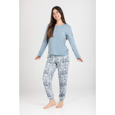 Pijama mujer largo viscosa TALAMAN Azul