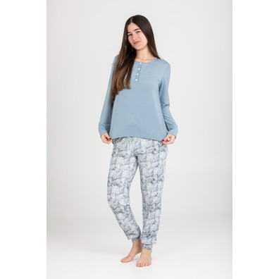 Pijama mujer largo viscosa TALAMAN Azul