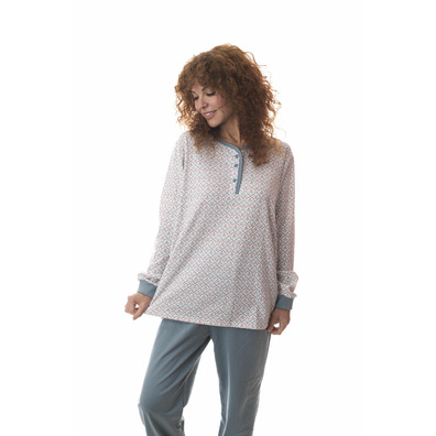 Pijama mujer invierno puño flores FINDEL Azul