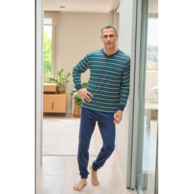 Pijama verano algodón puño franjas Mushler Verde