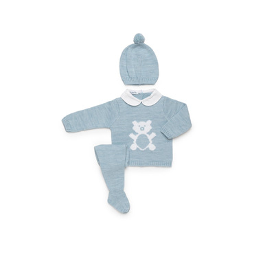 Conjunto bebé con gorro oso JULIANA Celeste