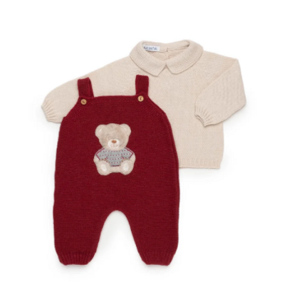 Conjunto bebé peto punto  JULIANA Granate
