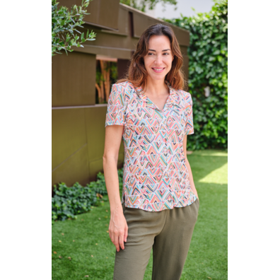 Blusa verano manga corta estampada Mushler Verde