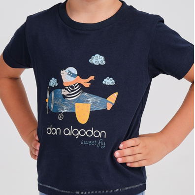 Pijama niño corto algodón dibujo Don Algodón Marino